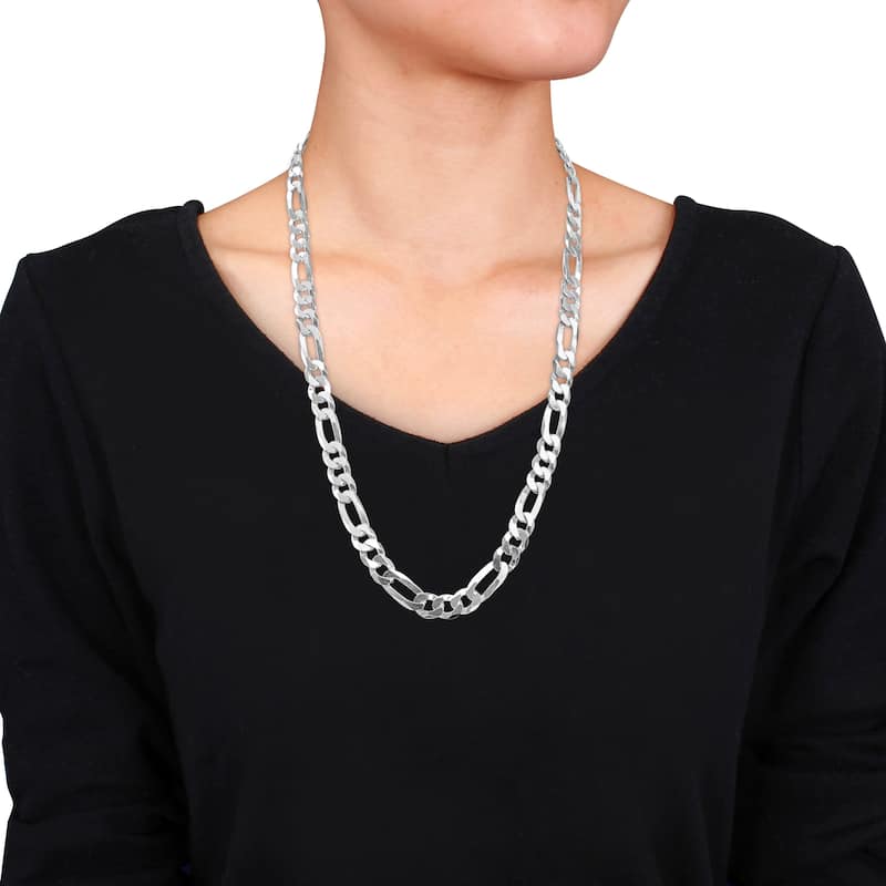 Miadora Sterling Silver Figaro Flat Necklace
