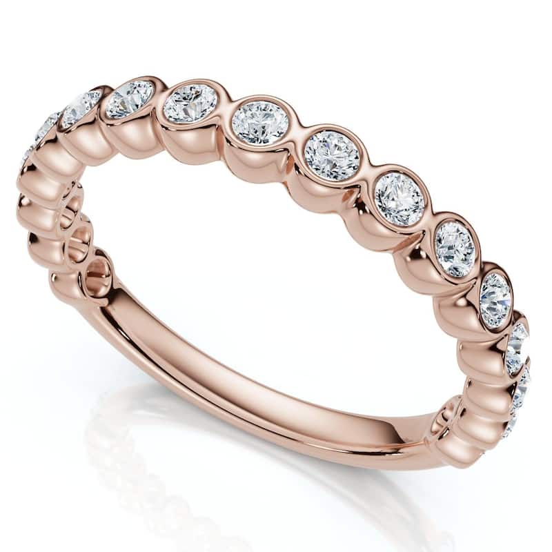 Bliss Diamond 1/2Ct Diamond Wedding Ring Channel Set Gold or Platinum Lab Grown EF/VS - 9 - Rose