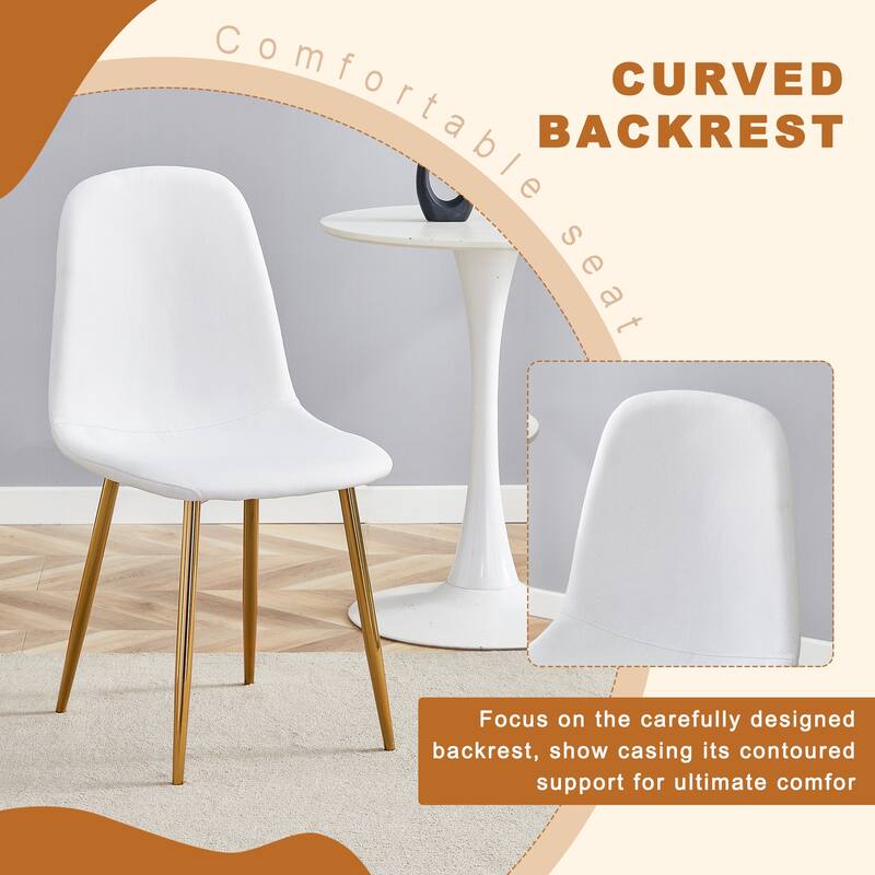 5-Piece Round Dining Table Set, 35 Inch Tempered Glass Top with Metal Base & 4 High-Resilience Fabric Chairs