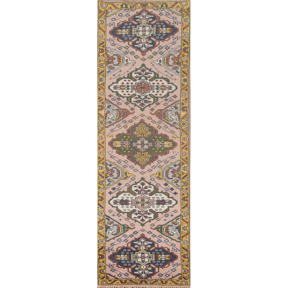 Light Pink Kazak Oriental Runner Rug Wool Carpet - 2'7"x 9'10"