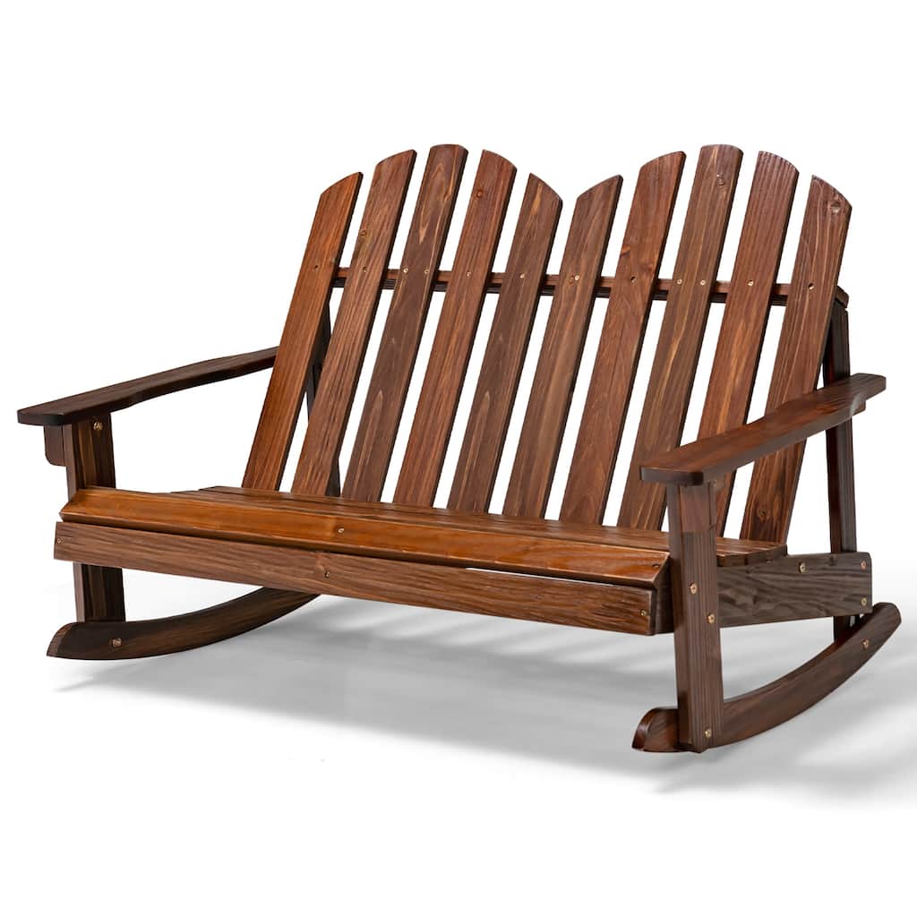 Gymax Adirondack Rocking Chair Kid Backrest Armrest Solid Wood
