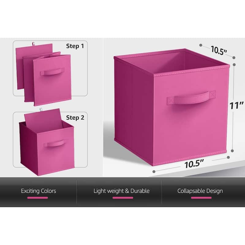 Sorbus Fabric Storage Bins 11" Foldable Cubes With Handles For Pantry, Cubbies, Toy And Closet Shelving Organization - 6Pk
