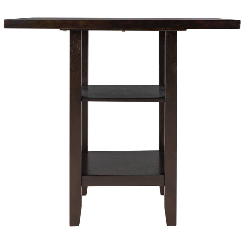 5-Piece Wooden Dining Set with Padded Chairs and Storage Shelving
