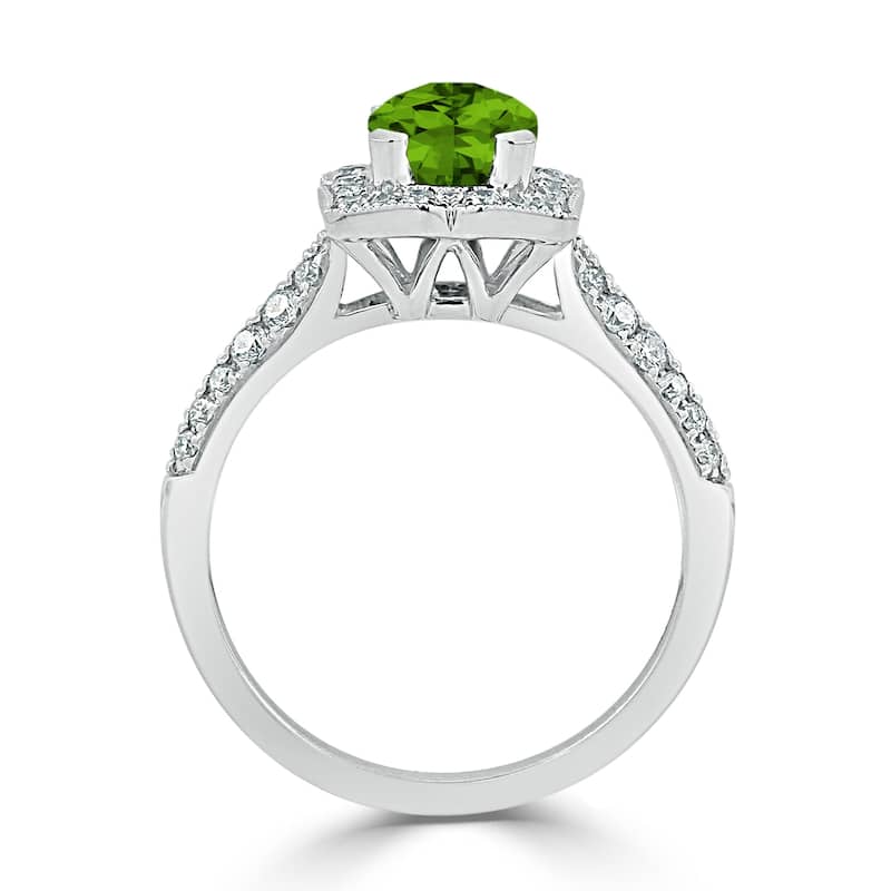 Auriya 1 3/8ct Fancy Cushion-cut Peridot Halo Diamond Engagement Ring 1/3ctw 14k Gold