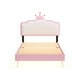 preview thumbnail 4 of 8, Twin size Upholstered Princess Bed With Crown Headboard,with Headboard and Footboard with Light Strips,White+Pink