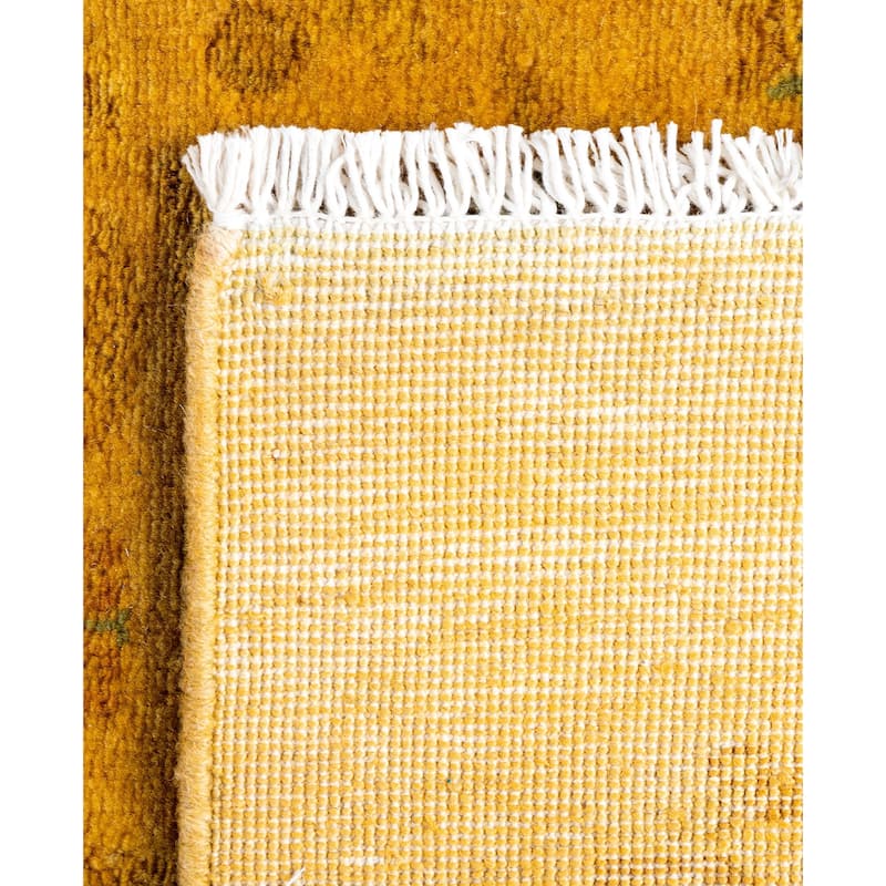 Overdyed One-of-a-Kind Hand-Knotted Area Rug - Yellow - 2' 6" x 16' 2"