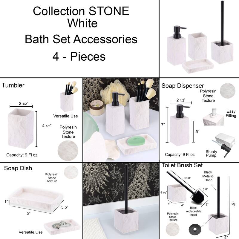 Collection Stone Effect Bath Accessory Set-4 pieces
