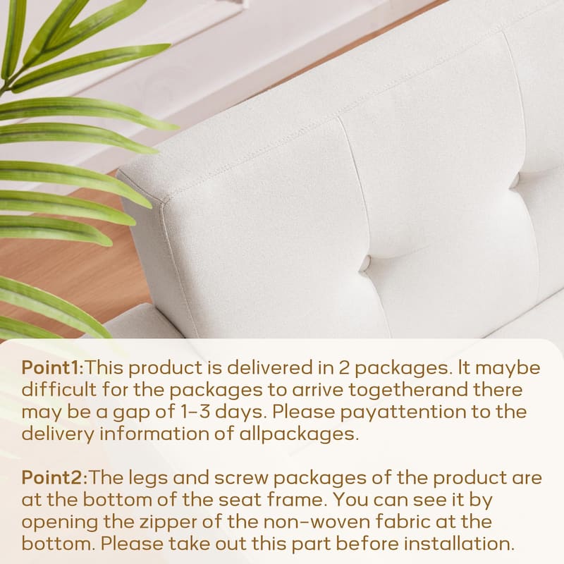 HUIMO Sofa Couch for Two People Tufted Fabric Upholstered Sofa