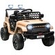 preview thumbnail 2 of 39, 12V Kids Electric UTV Ride-On Truck with 4 Suspension Wheels, Remote Control, LED Lights, Music, and Horn khaki