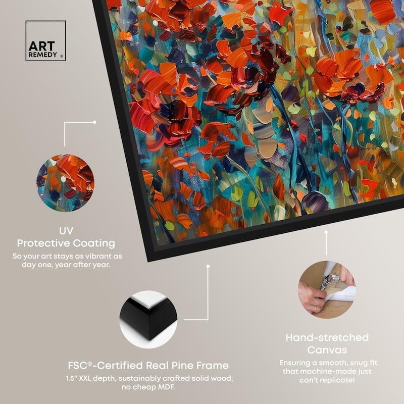 Art Remedy Beautiful Garden Bloom Framed Impressionism 1 Piece Canvas Wall Art /Monet And Van Gogh Inspired Art