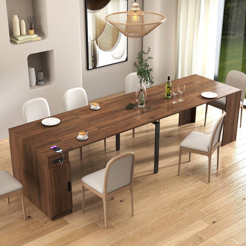 Foldable Dining Table for 6-12 People, Extends to 118 inchConsole Table Space Saving Dinette