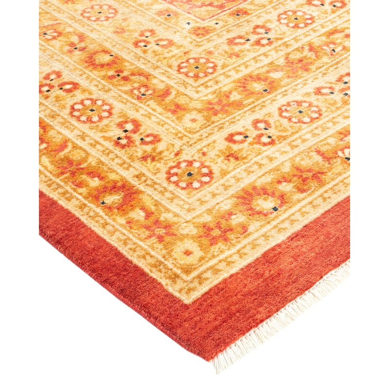 Overton Hand Knotted Wool Vintage Inspired Traditional Mogul Orange Area Rug - 12' 6" x 15' 10"