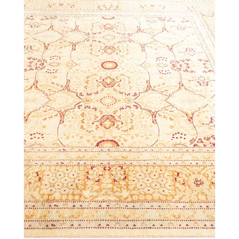 Overton Handknotted Wool Traditional Oriental Ivory Square Area Rug - 6' x 9'