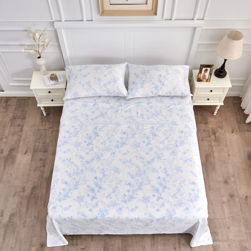 Printed Design Cotton Collection 400TC Hemstitch Garden Bouquet Collection