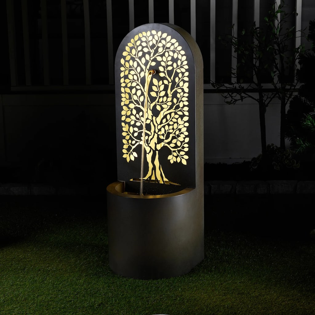 LED Lighted Carved Hollow Waterfall Fountain - 43.25"