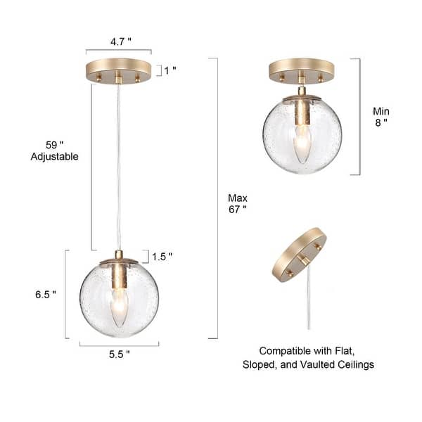 Koini Modern Contemporary Mini Pendant Dimmable LED Globe Glass Kitchen ...