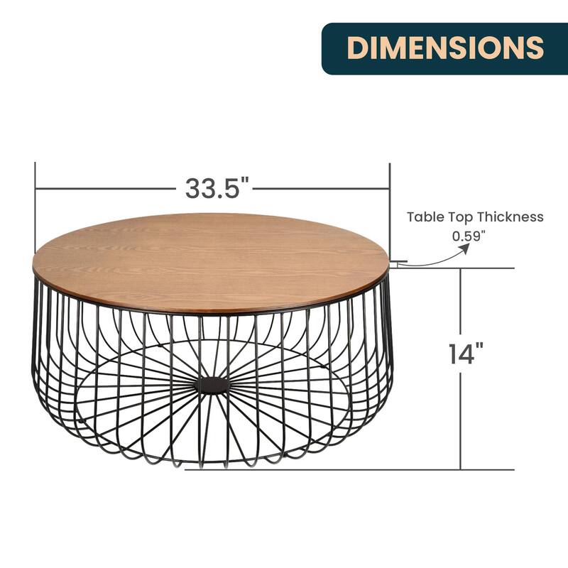 LeisureMod Runswick Modern Round Center Coffee Table - Mid Century Accent Side End Table for Home Office Living Room Bedroom