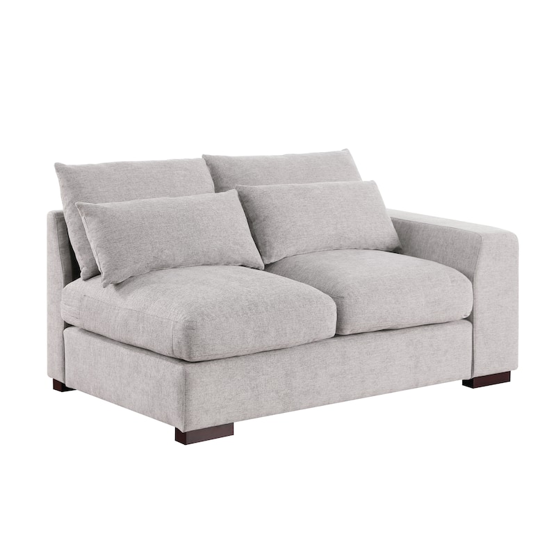 Tatman Linen Blend Sectional with Two Ottomans - 123.24"W x 37.8"D x 34.25"H