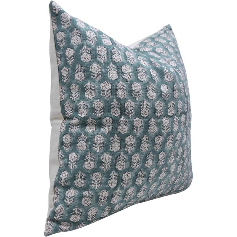 Fabdivine Cotton White Farmhouse Block print pillow Cover