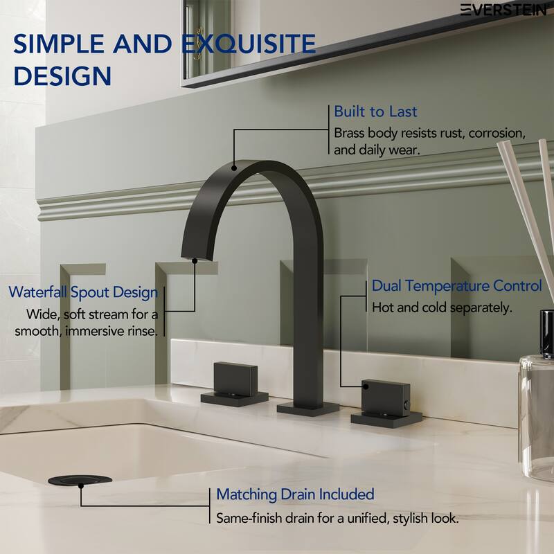 High-Arc Widespread Bathroom Sink Faucet, Double Handle 3-Hole Bathroom Faucet