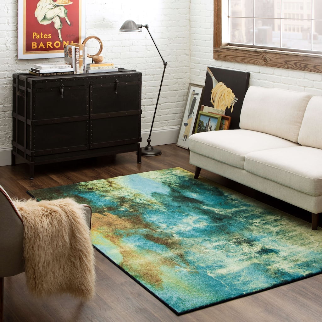 Mohawk Home Glacier Watercolor Contemporary Abstract Area Rug ...