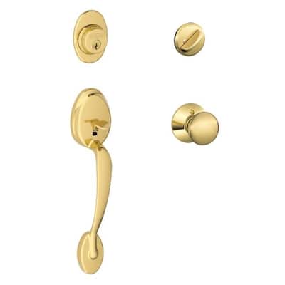 Schlage F60VPLY605 Bright Brass Plymouth Front Entry Handleset & Knob