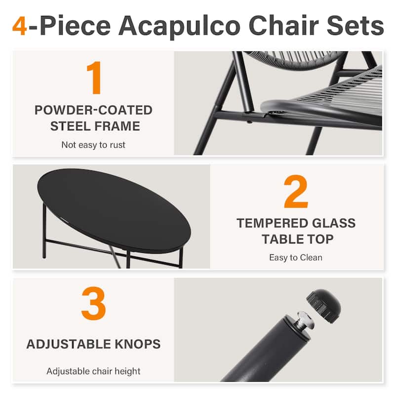 4-Piece or 2-Piece PE Rattan Patio Conversation Set