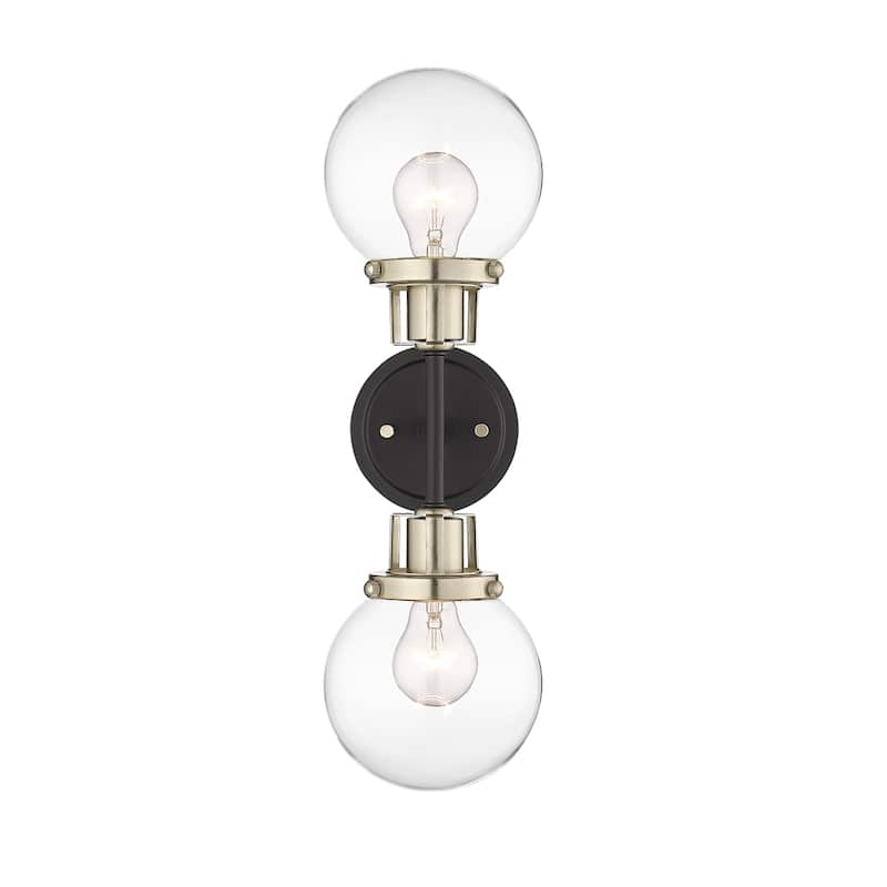 Millennium Lighting Mellrosa 2 Light Sconce in Matte Black Modern Gold with Clear Glass Shades - Matte Black / Modern Gold