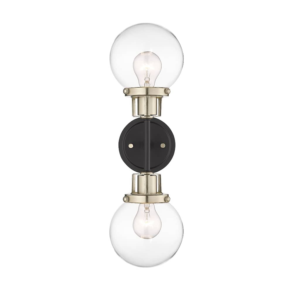 Millennium Lighting Mellrosa 2 Light Sconce in Matte Black Modern Gold with Clear Glass Shades