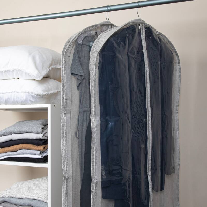 Household Essentials Zippered Garment Storage Bag with Clear Vision Front - 24.0"L x 3.0"W x 56.0"H