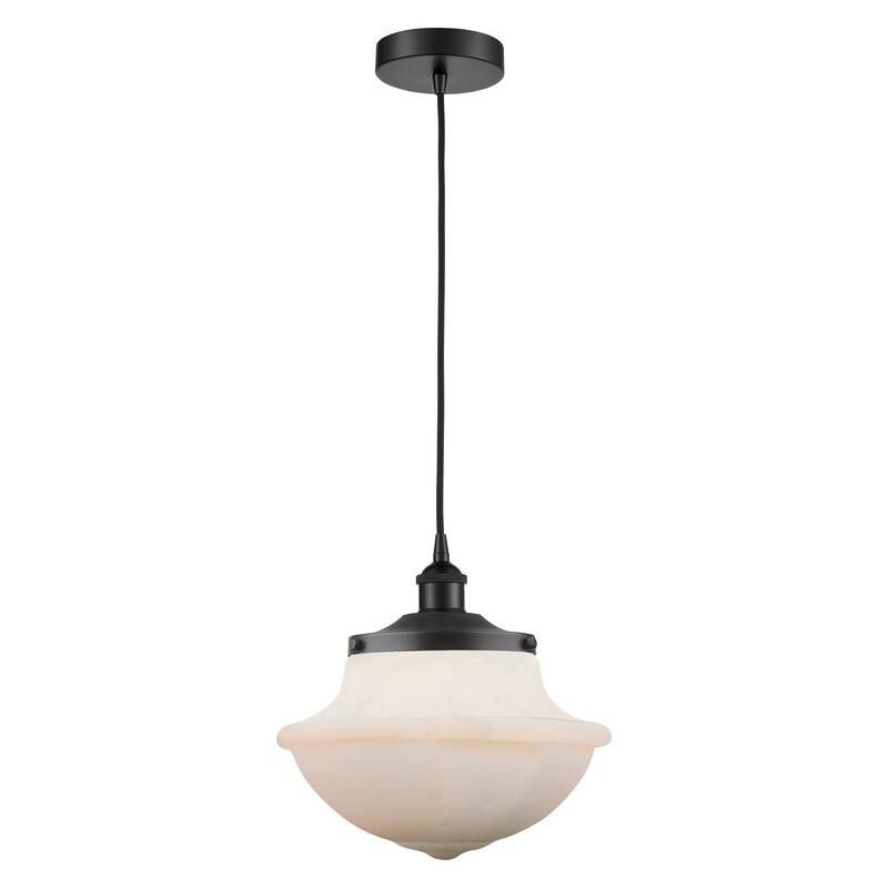 Innovations Lighting Oxford - 1 Light 12" Cord Hung Mini Pendant - Matte White/Matte Black