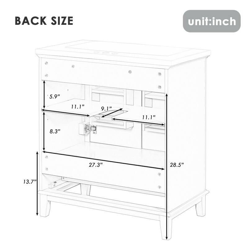 30" Bathroom Vanity without Sink, Base Only,Multi-functional Bathroom Cabinet with Doors and Drawer,Solid Frame and MDF Board