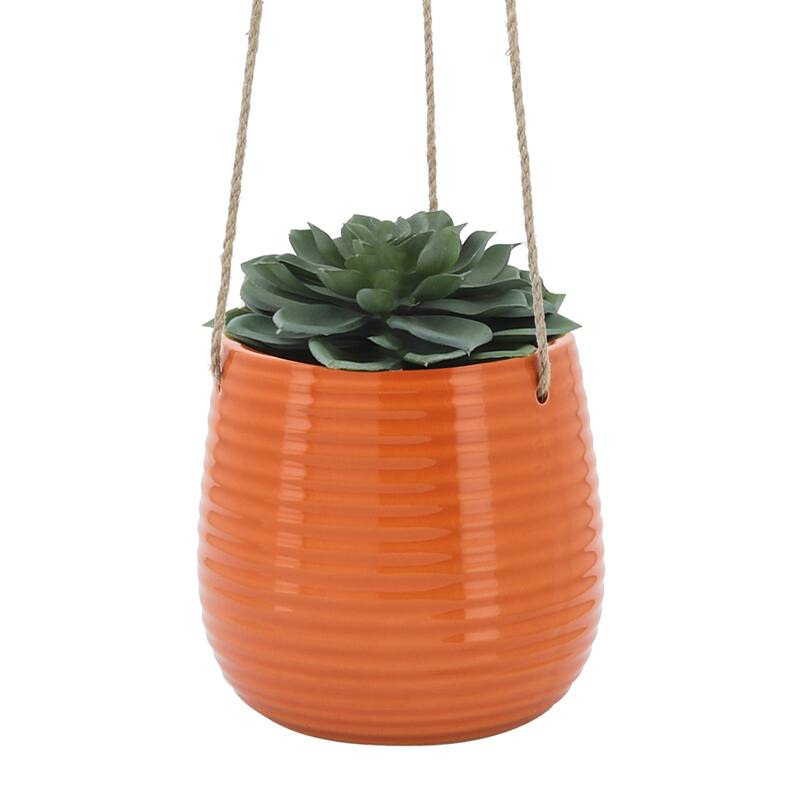 Sagebrook Home Neutral Textured Ceramic Hanging Planter