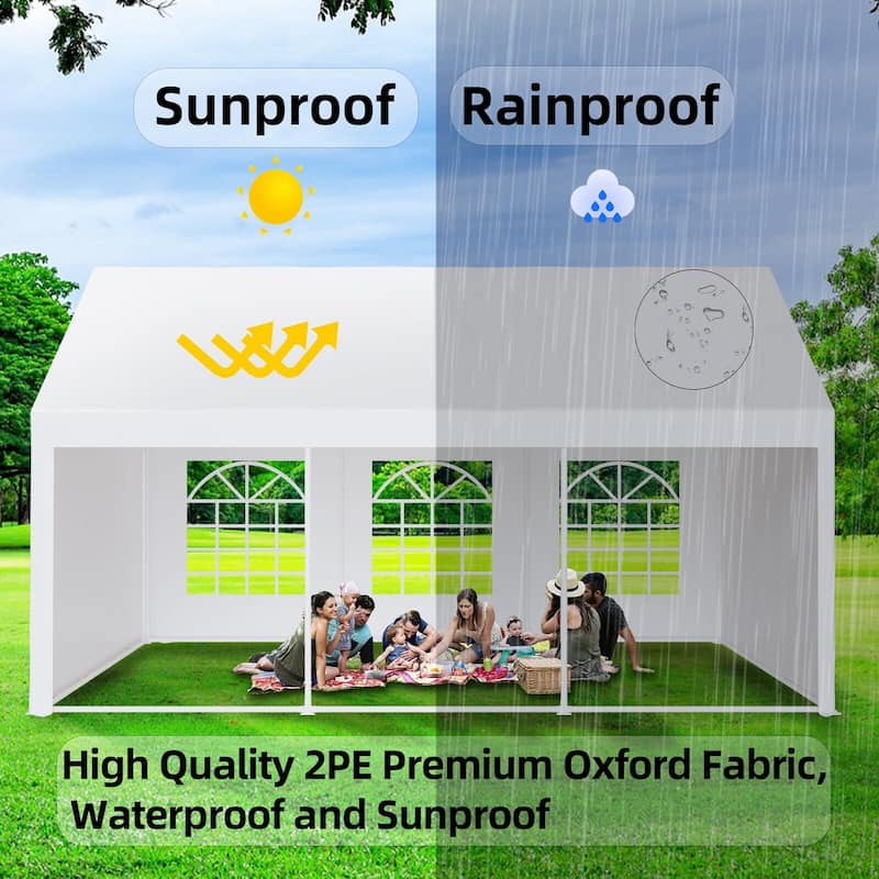 Outdoor Wedding Canopy Tents for Parties with Removable Sidewalls & 3 Storage Bags, Waterproof Gazebo Shelter