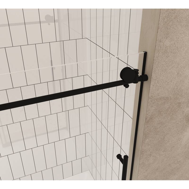 GDFStudio - Aldridge Frameless Sliding Bathroom Shower Door, Adjustable Width with Clear Tempered Safety Glass