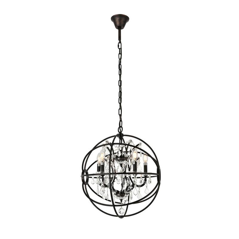 Royce Edge 5-Light Dark Bronze Pendant - dark bronze (royal cut clear crystals)