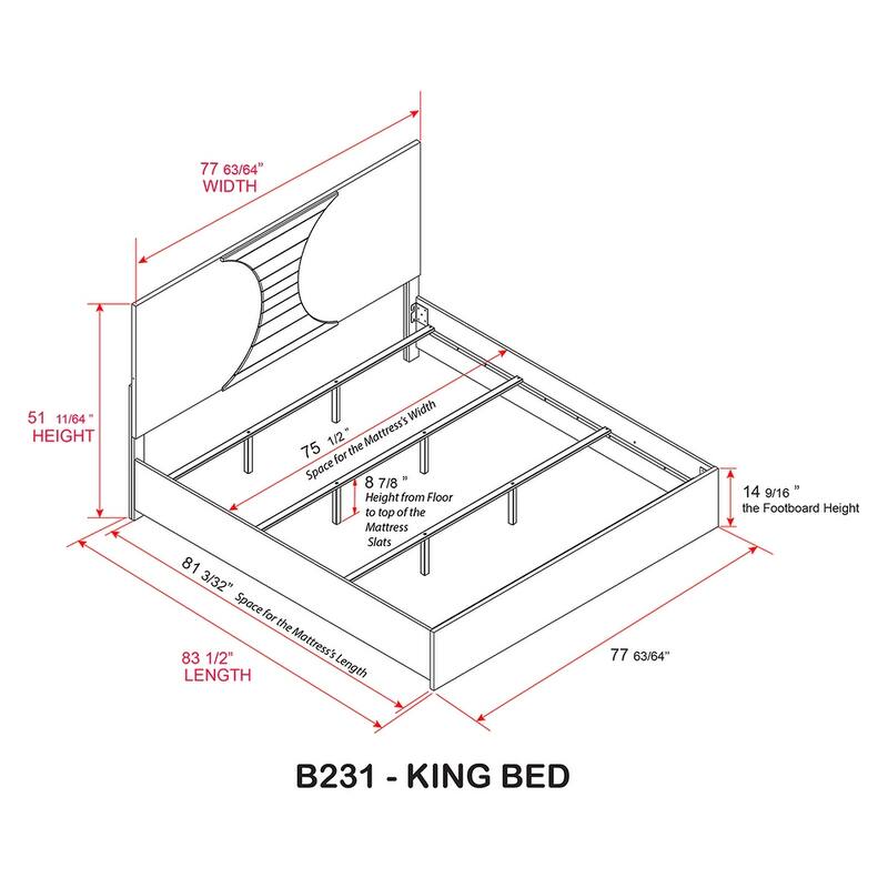 Claire Collection White Gold LED Wood Modern Bed