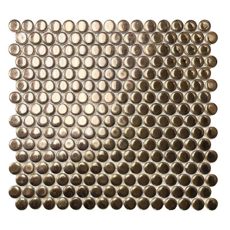 Merola Tile Hudson Penny Round Gold 11-7/8" x 12-5/8" Porcelain Floor and Wall Tile