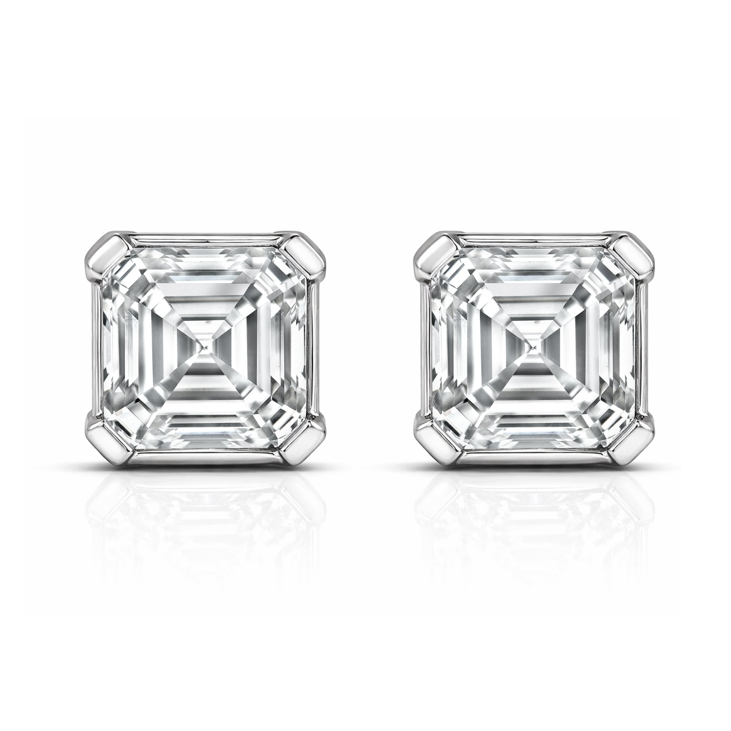 Auriya 14k Gold Lab Grown Asscher Diamond Stud Earrings 0.50 to 8.00 ct. tw. Push-Back (E-F VS)