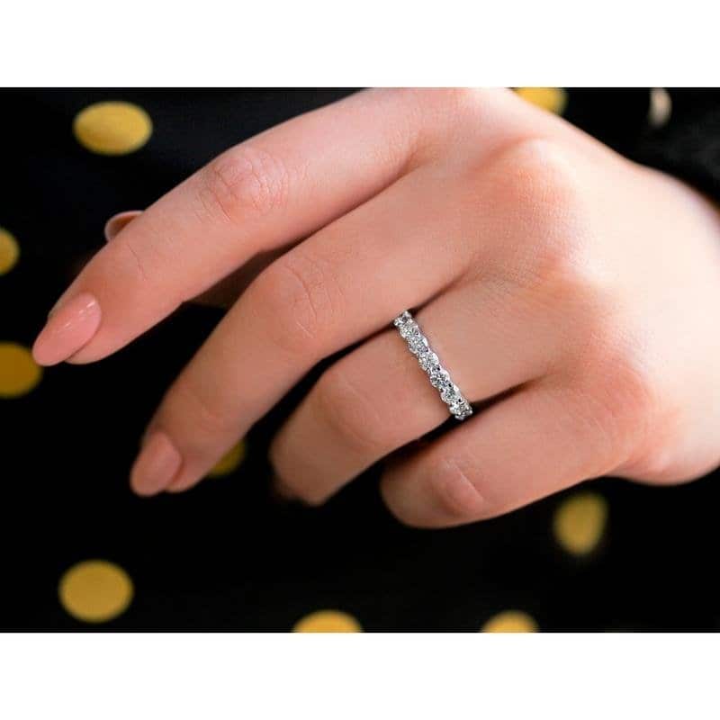 Kobelli 1.55 Carat Lab Grown Diamond 14k Solid Gold Wide Near Eternity Lavish Ring (DEF/VS)