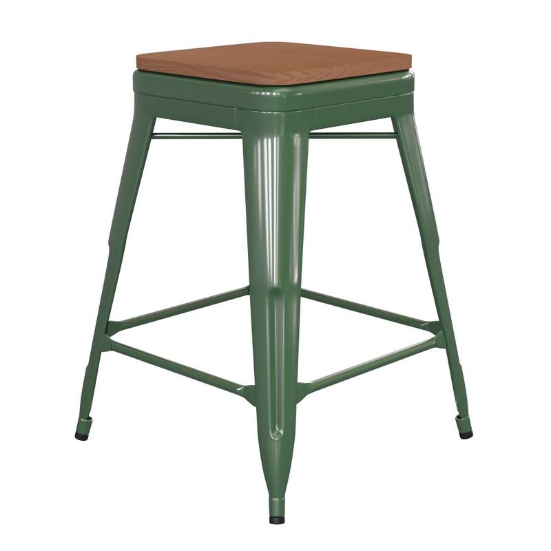 Indoor/Outdoor Backless Counter Stool with Poly Resin Seat