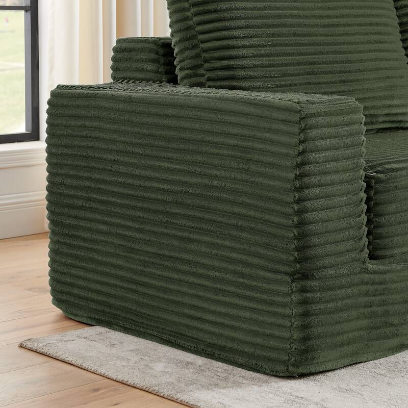 112.6" L-Shaped Modular Sectional Right sofa seat with Queen Sleeper Function, Corduroy Upholstery and No Assembly Required