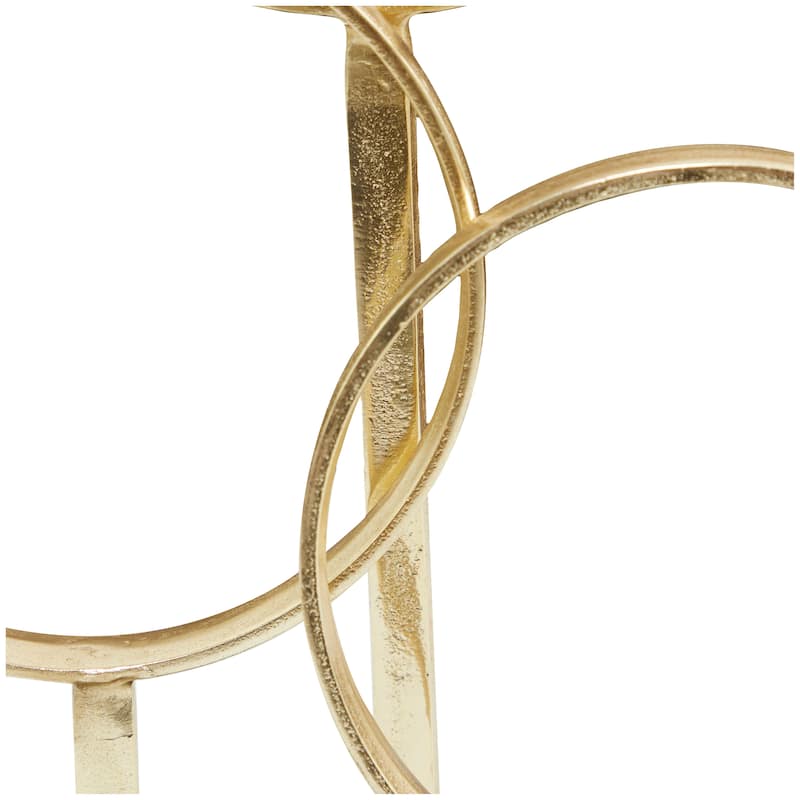 Aluminum Metal Abstract 3 Rings Sculpture with Black Base - Gold - CosmoLiving by Cosmopolitan - 6"W x 14"L x 21"H