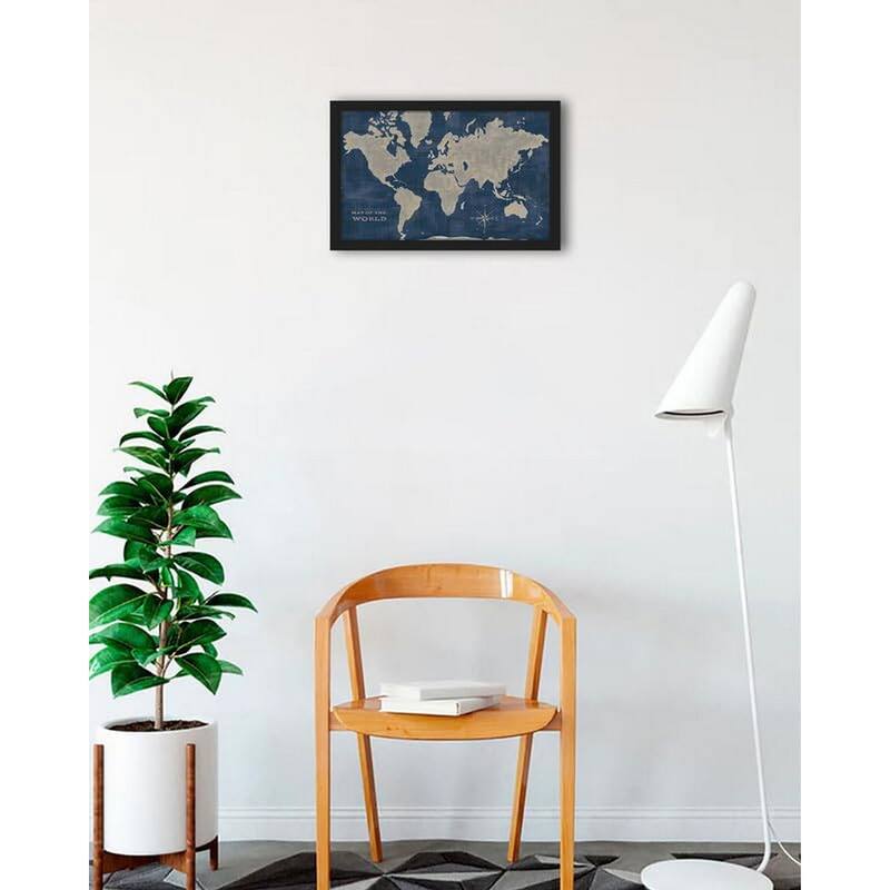 World Map Collage Deep Framed Poster - 18 x 24 Inch - Black