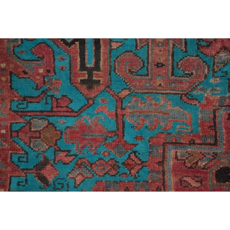 Hand Knotted Oriental 100% Wool Carpet Traditional Medallion Pink Heriz Area Rug - 12' 9'' X 9' 9''