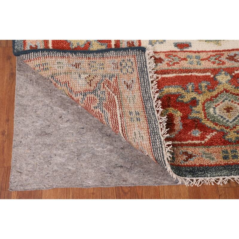 Blue & Orange Heriz Serapi Indian Area Rug Hand-Knotted Wool Carpet - 7'11"x 9'10"