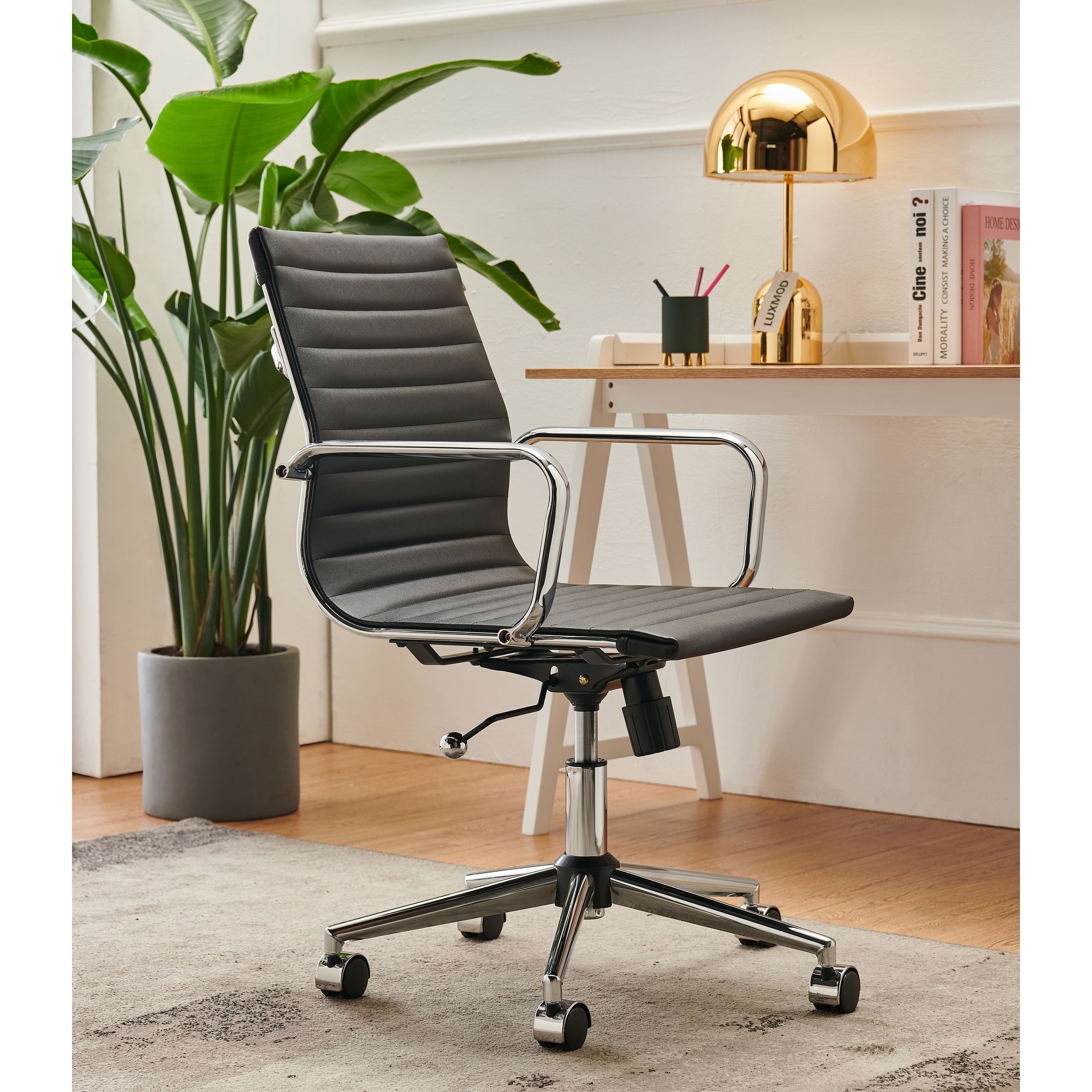 LUXMOD® Mid Back Office Chair,Adjustable Swivel Chair , Ergonomic Desk Chair for Extra Back & Lumbar Support.