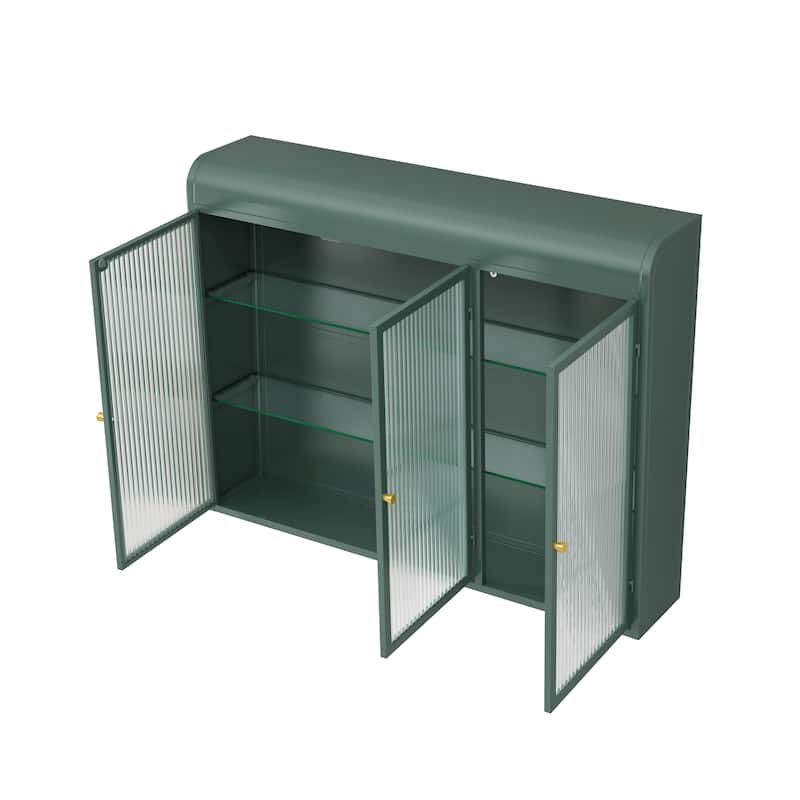 3 Door Arched Wall Mounted Glass Cabinet