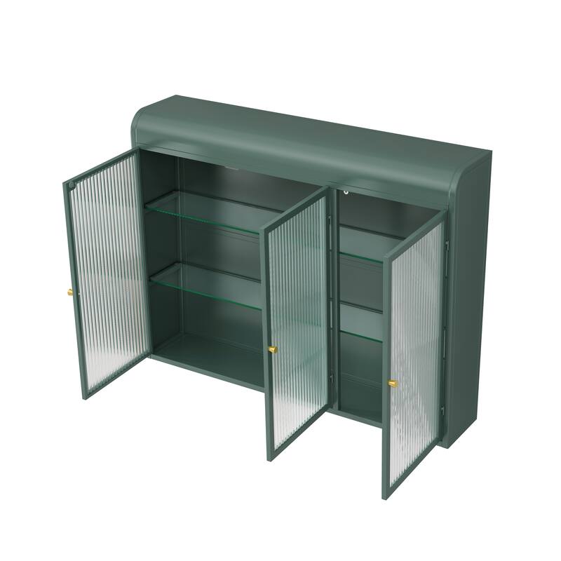3 Door Arched Wall Mounted Glass Cabinets