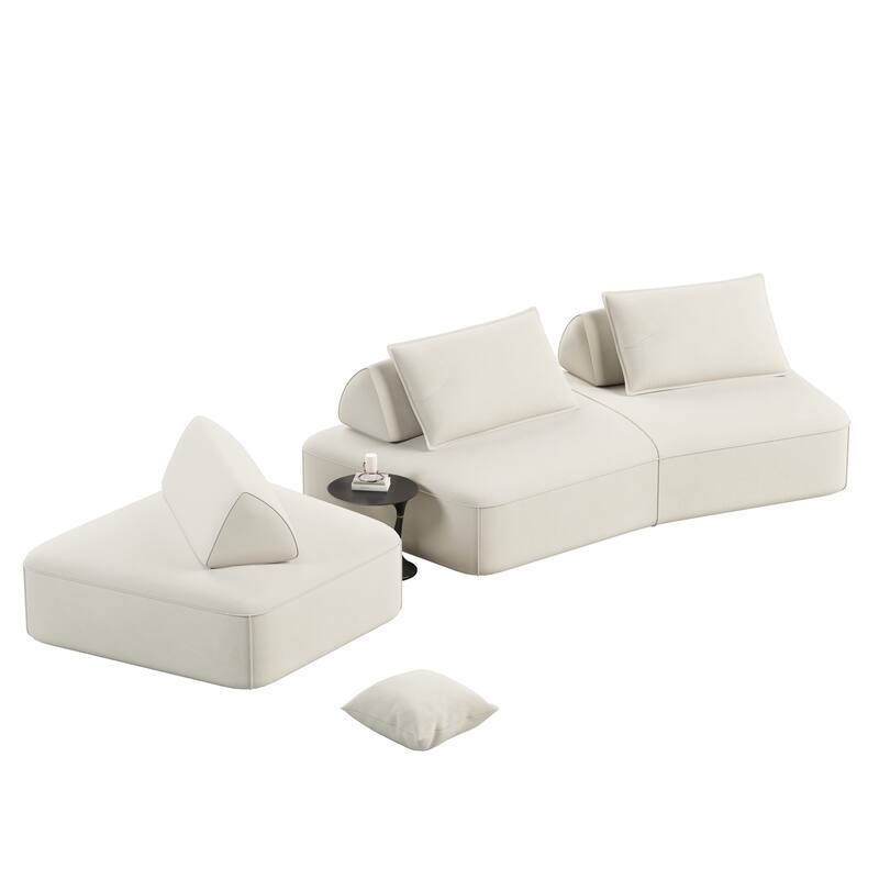 GDFStudio - Modern 139" Oversized Chenille Upholstered Modular Deep Seat Sectional Sofa with Removable Backrests & Soft Pillows